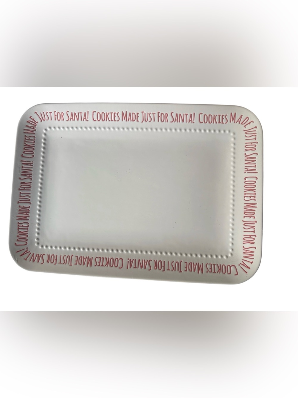 Holiday Time Cookies Made Just For Santa Ceramic Cookie Platter Christmas Tray
